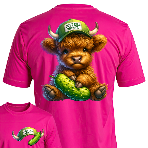 Highland Cow Dill With It Pickle Cow Tee