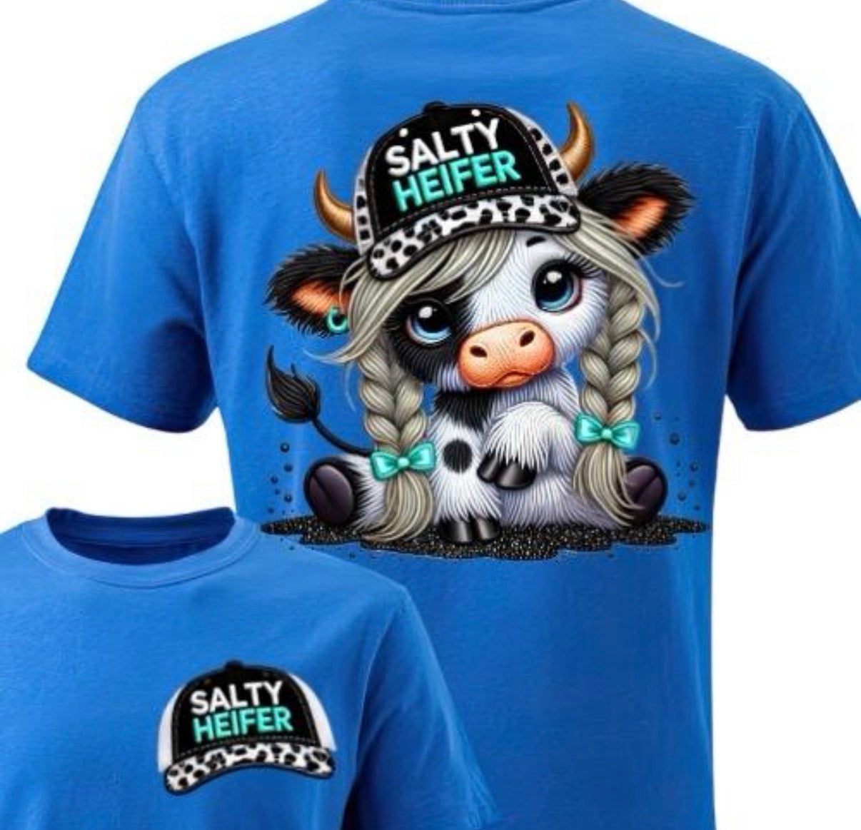 Salty Heifer Cow Summer Graphic Tee Streetwear Top Casual T-shirt Shortsleeve Crewneck