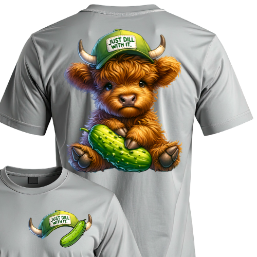 Highland Cow Dill With It Pickle Cow Tee