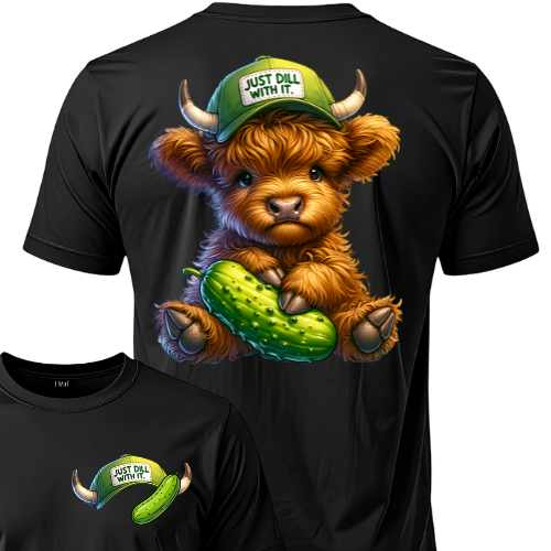 Highland Cow Dill With It Pickle Cow Tee