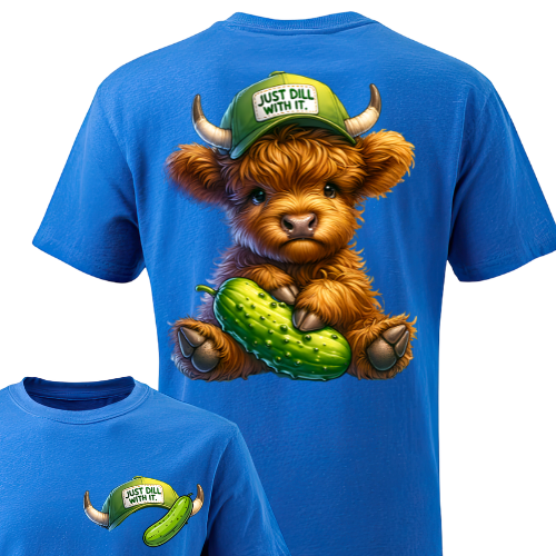 Highland Cow Dill With It Pickle Cow Tee