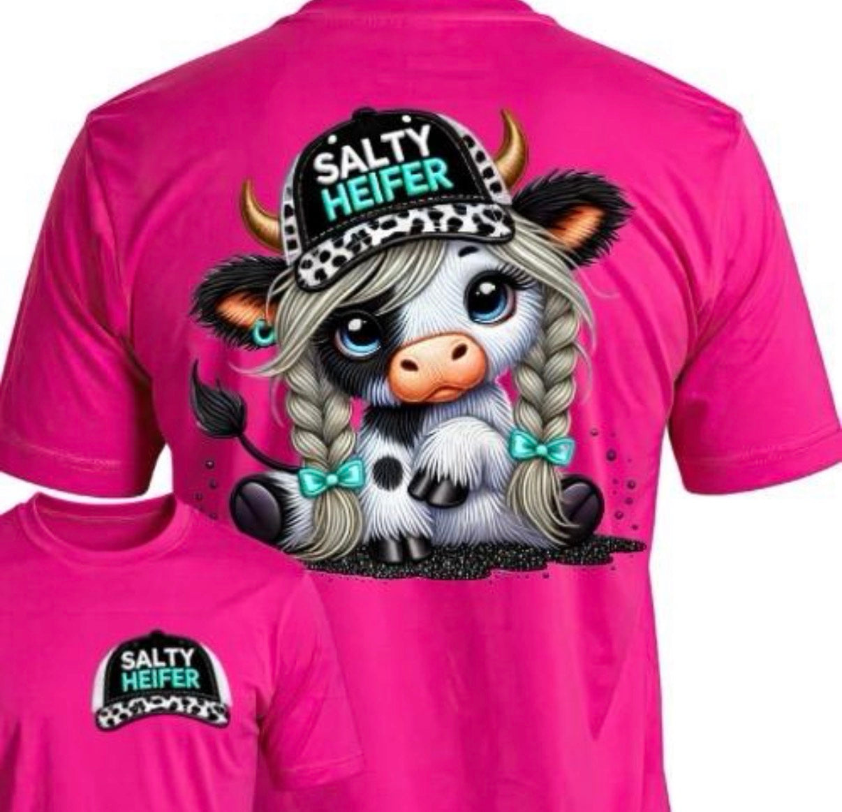 Salty Heifer Cow Summer Graphic Tee  Streetwear Top Casual T-shirt Shortsleeve Crewneck