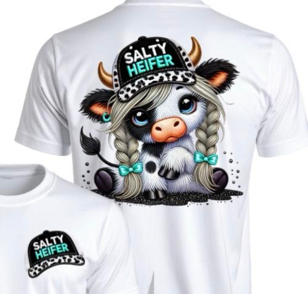 Salty Heifer Cow Summer Graphic Tee  Streetwear Top Casual T-shirt Shortsleeve Crewneck