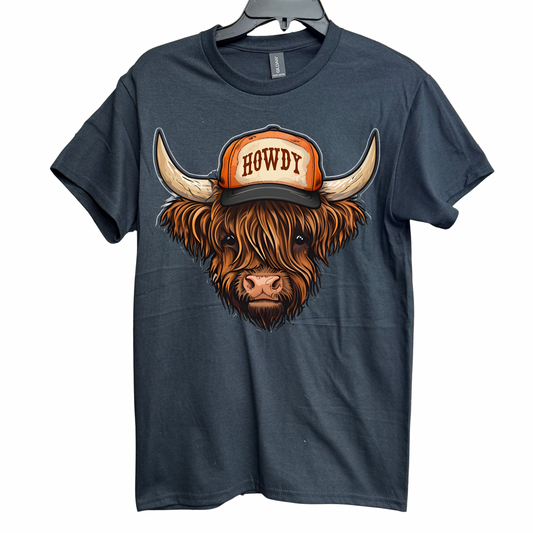 Western Cowgirl Cow Black Tee