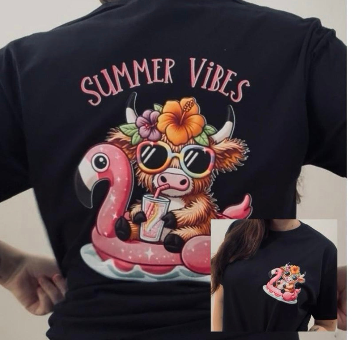 Summer Vibes Rainbow Cow Tee Shirt Unisex